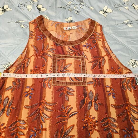 KAKTUS Y2K Boho Patchwork Midi Dress Plus Size 2X Side Slit Earth Tone Ethnic - Picture 7 of 9